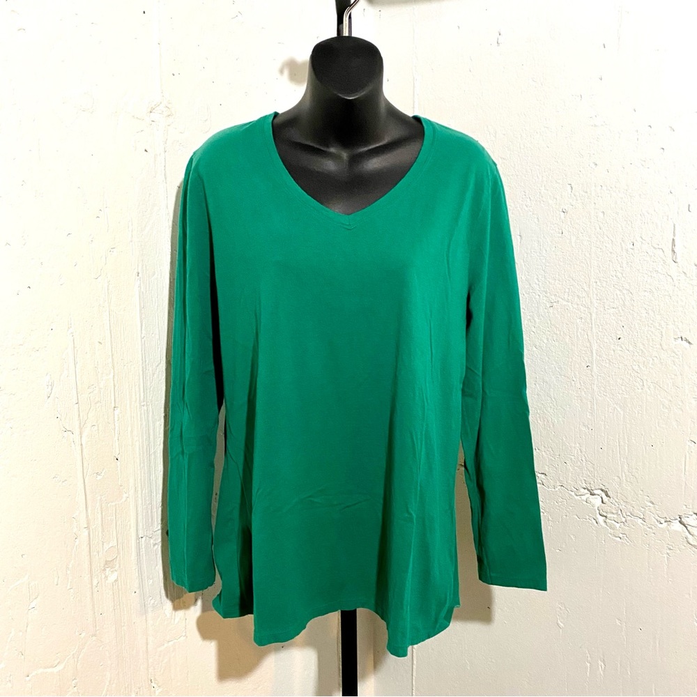 Just My Size Green Long Sleeve Shirt Size 16W